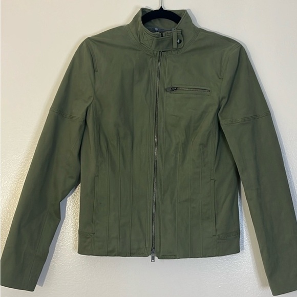 Banana Republic | Army green moto brushed cotton jacket Womens size 6 stretch - Picture 11 of 11